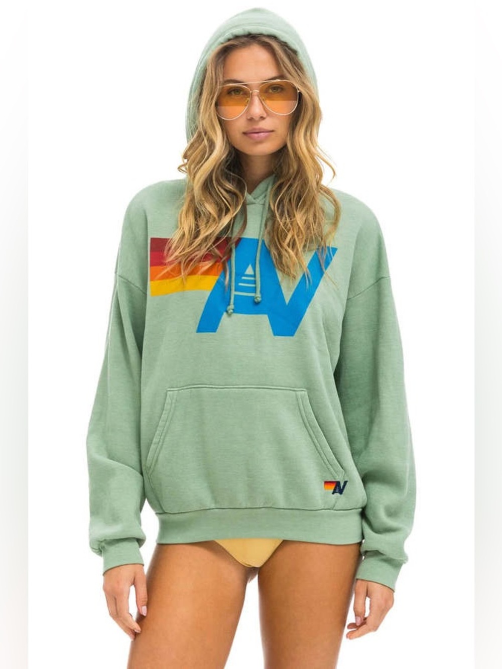 AVIATOR NATION SET Hoodie (Small) + Logo Sweats (XS) in Sage Green 🌈 - Picture 16 of 17